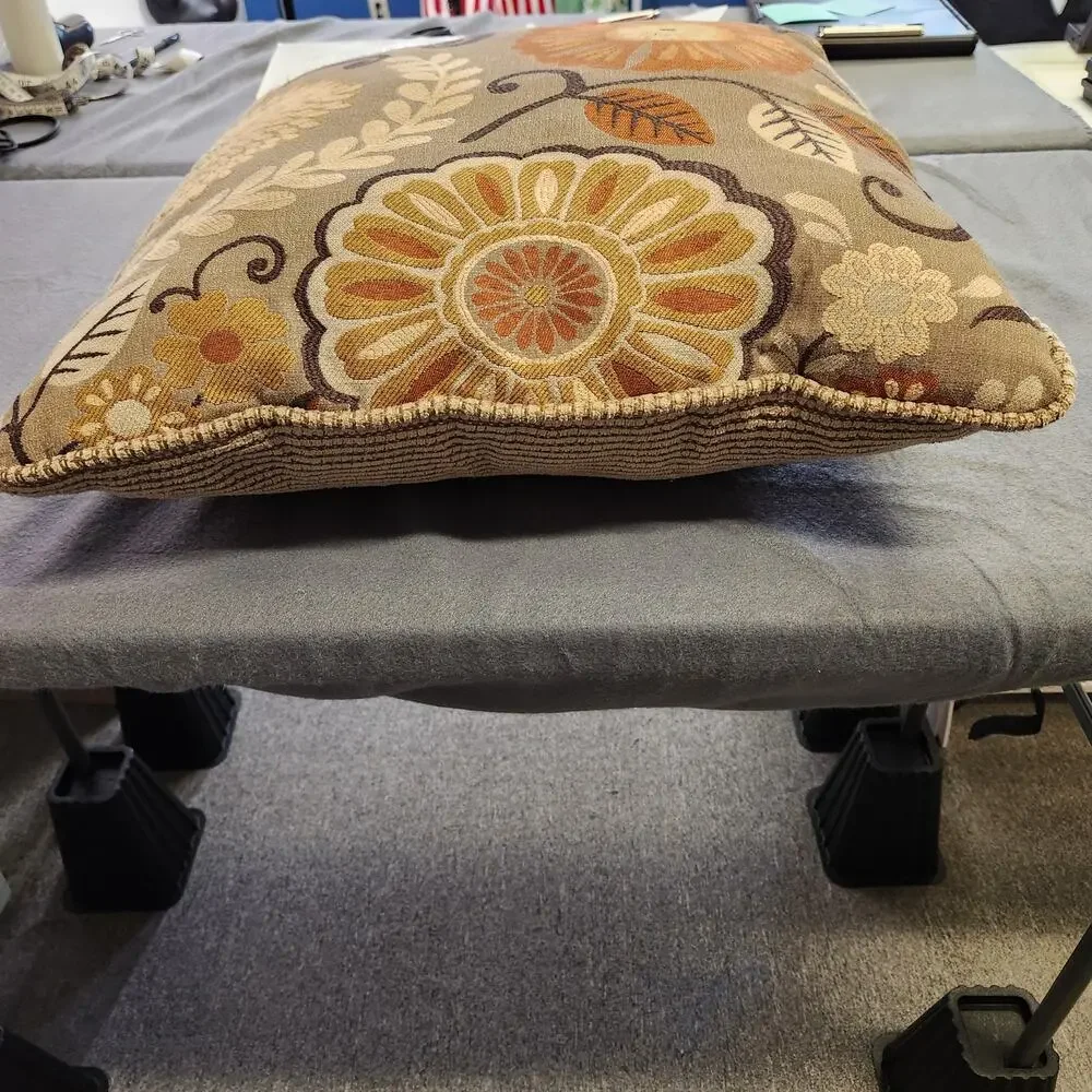 THROW PILLOW Boho Floral Striped Beige Yellow Orange Double Sided 19